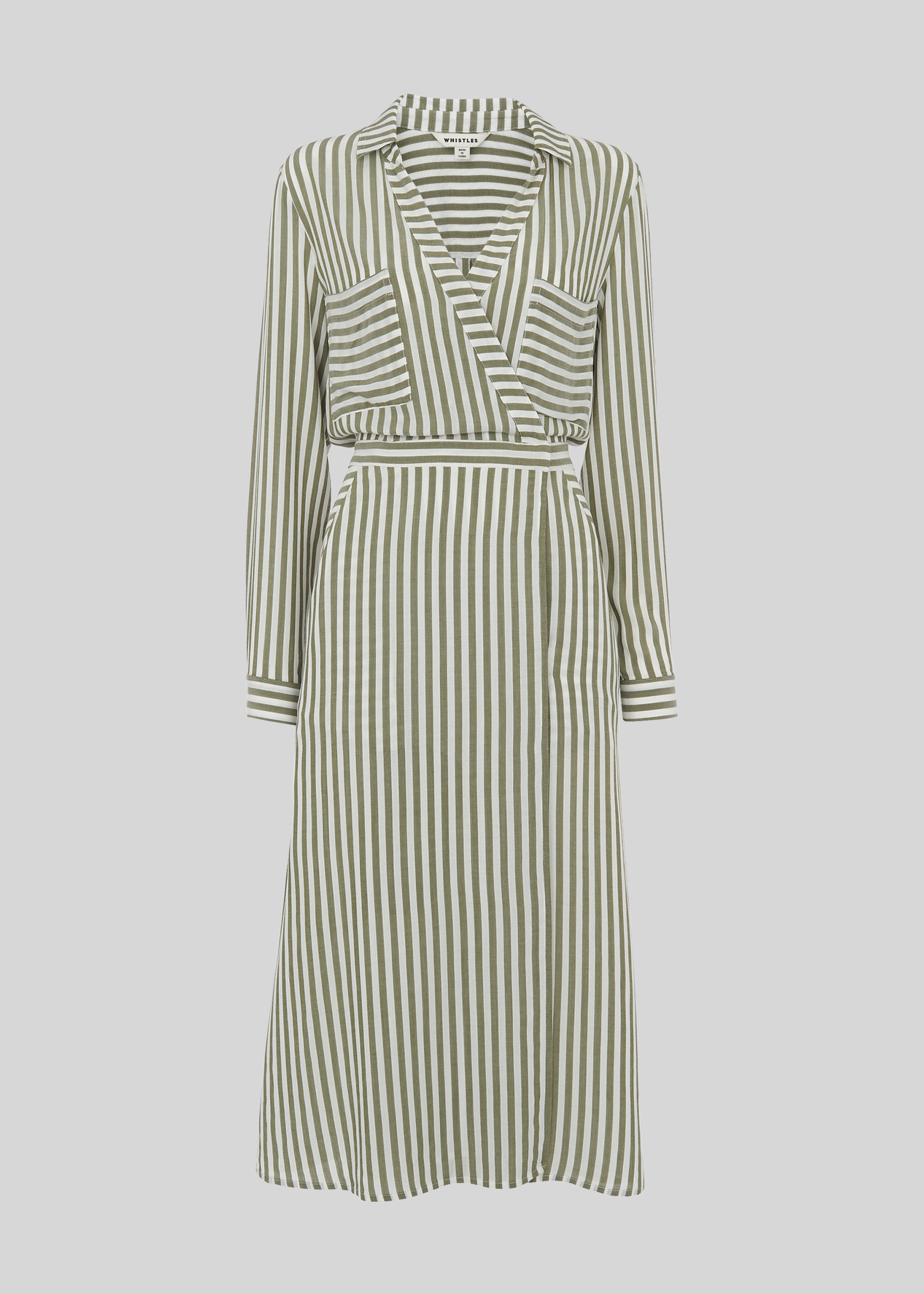 whistles stripe wrap shirt dress