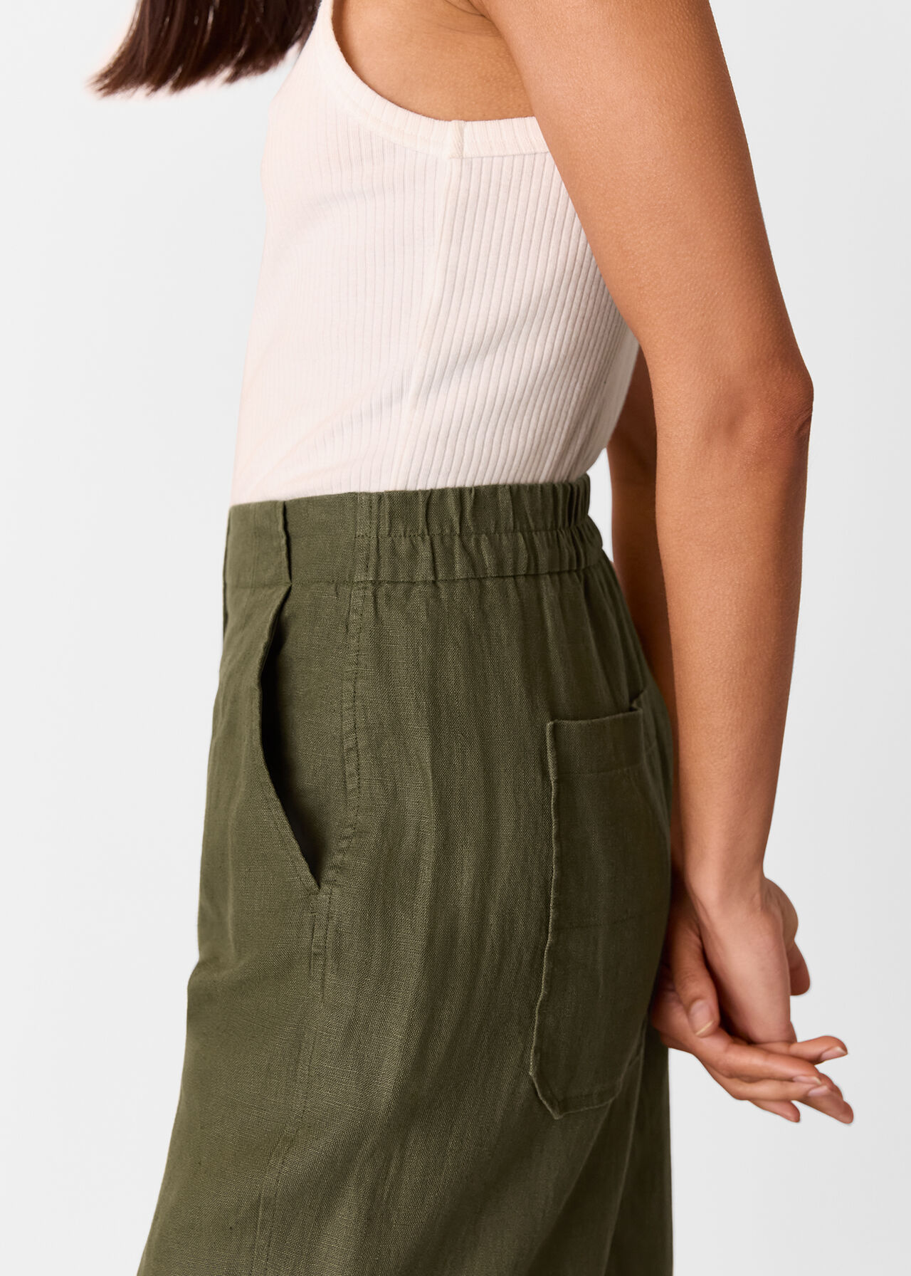 Linen Barrel Leg Trouser