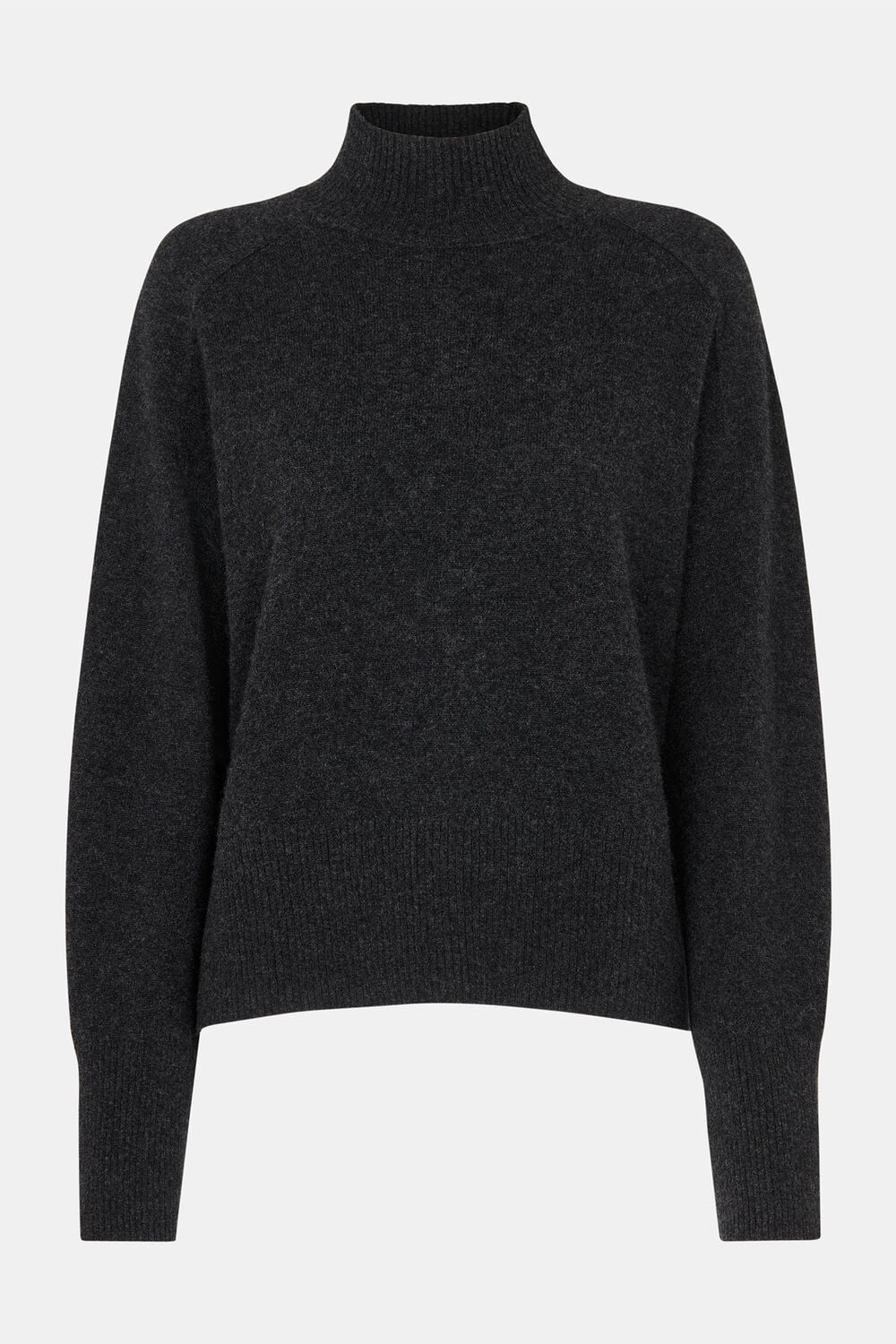 Dark Grey Cashmere Mock Neck Sweater