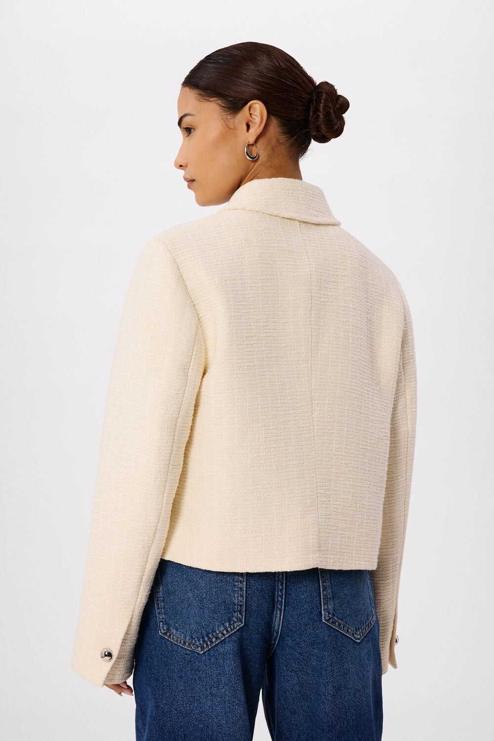 Ivory Petite Cropped Boucle Jacket