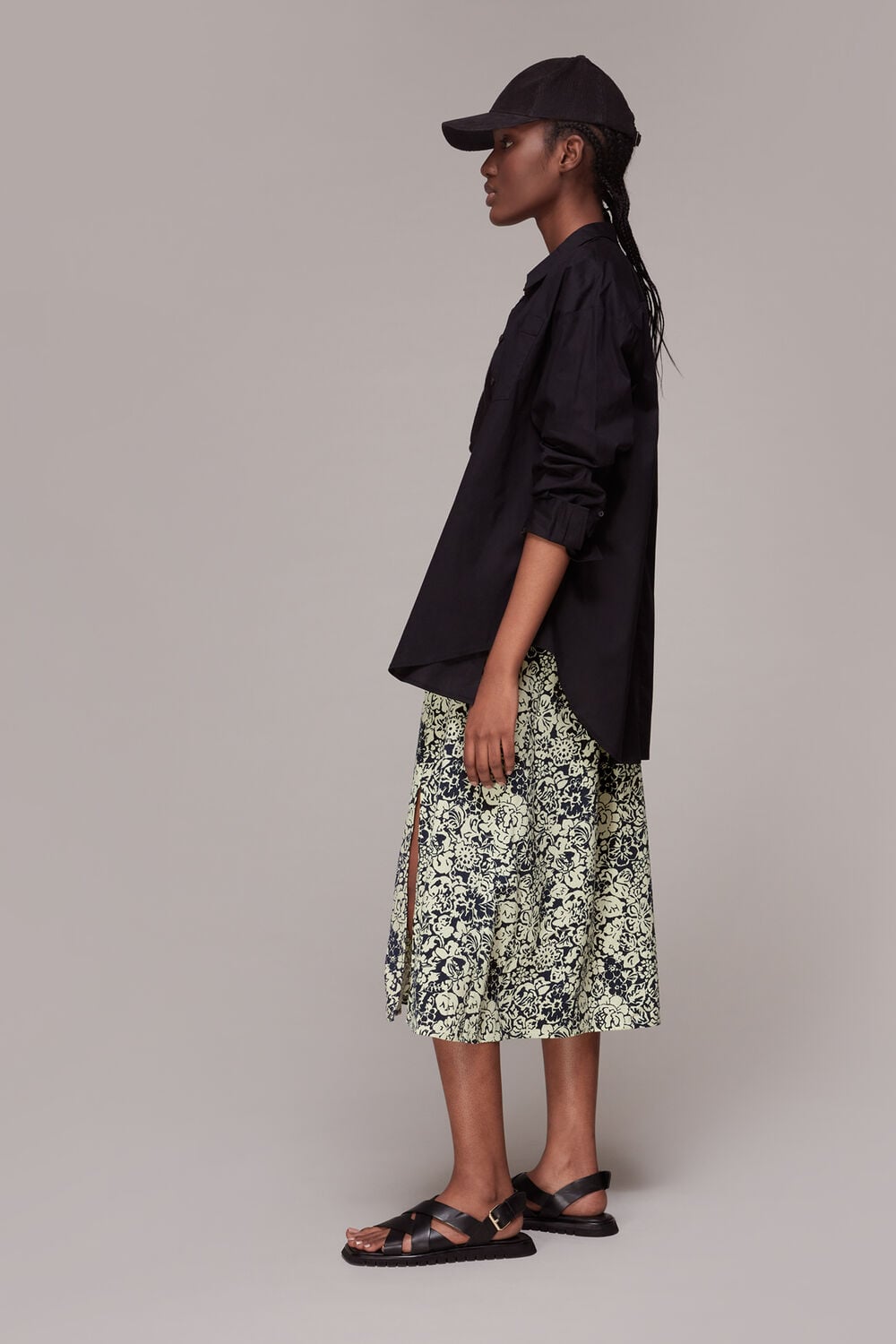 Graphic Floral Pull On Skirt