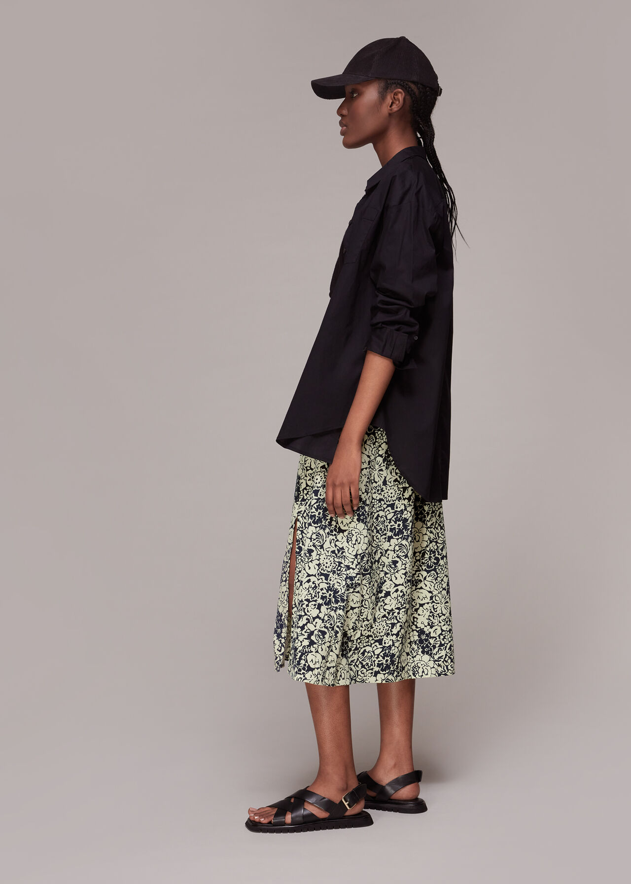 Graphic Floral Pull On Skirt