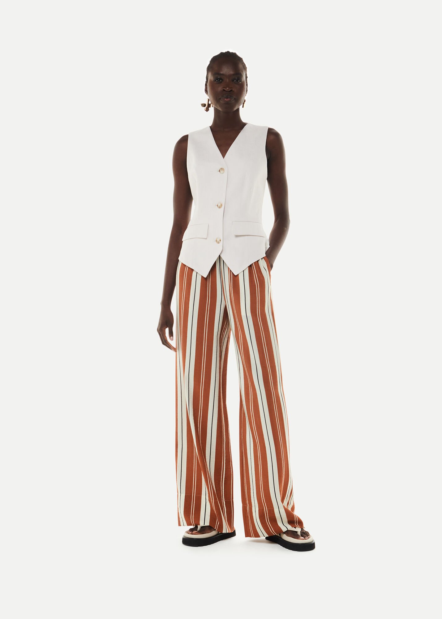 Zara striped clearance wide leg trousers