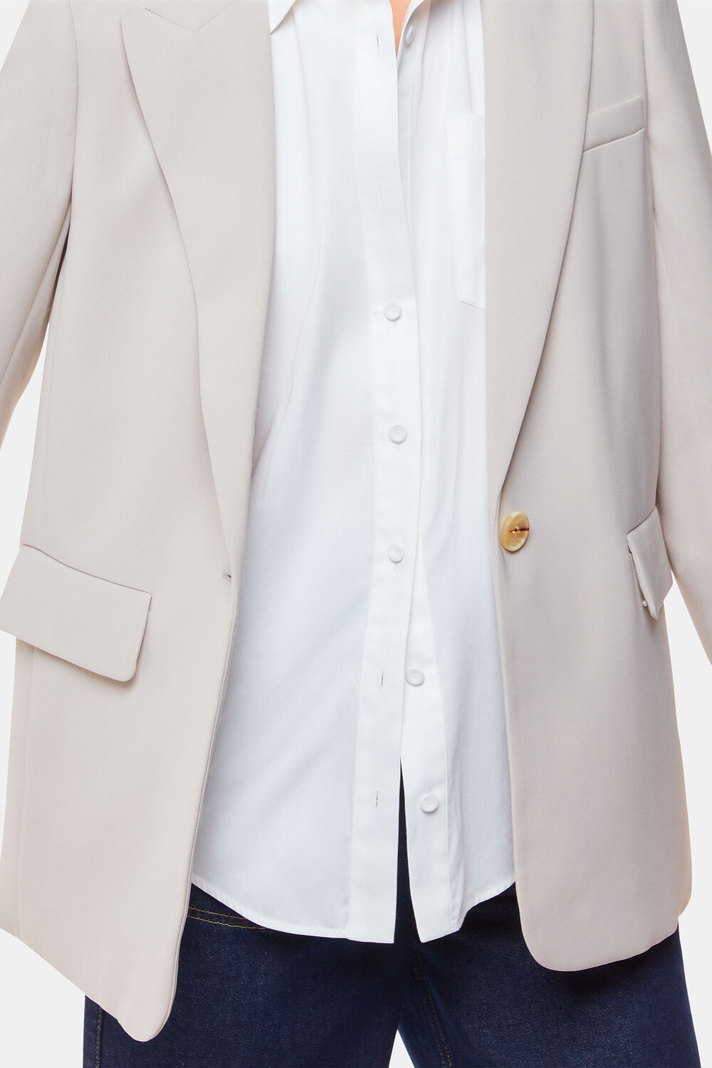 Neutral Crepe Boyfriend Blazer
