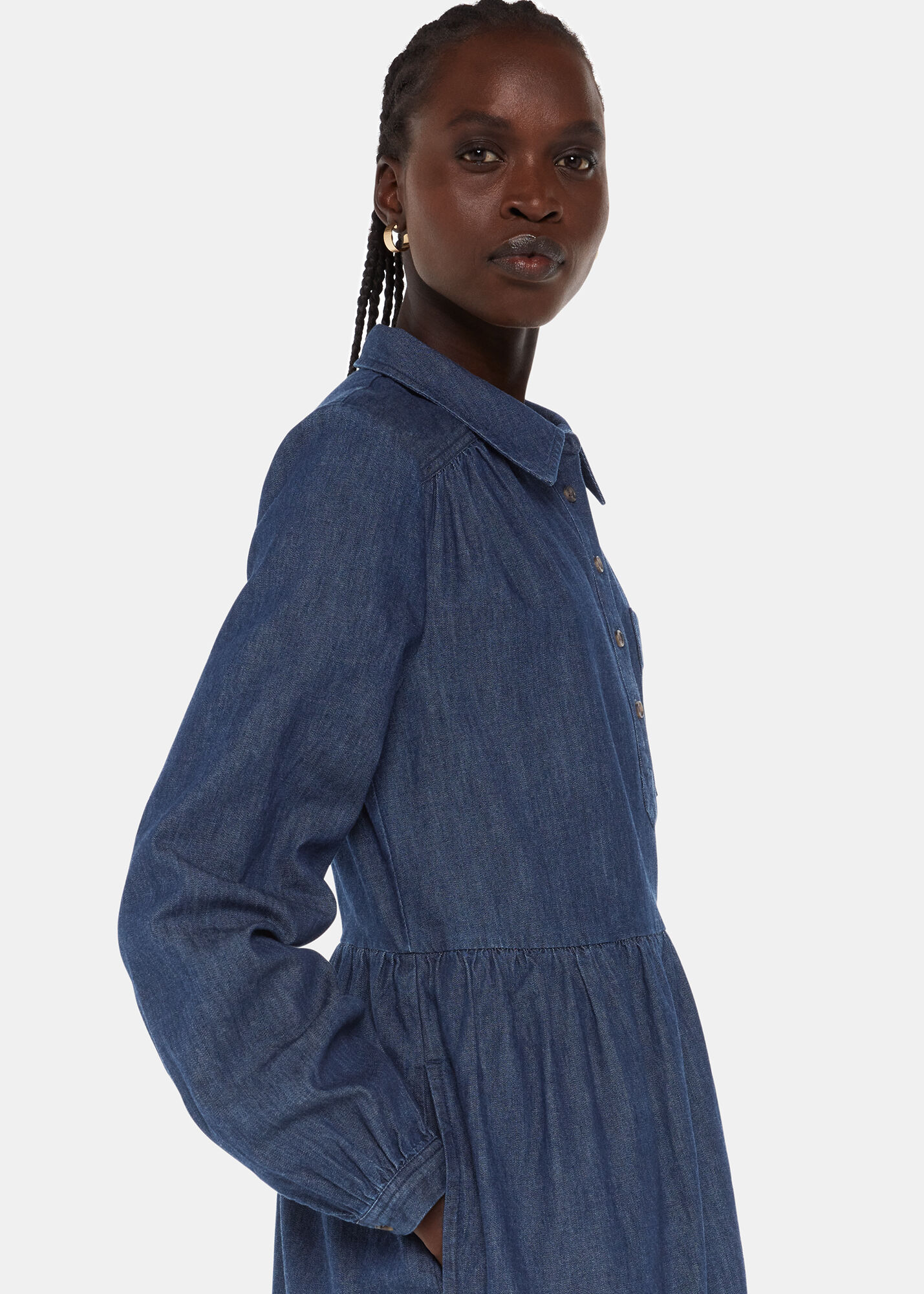 Dark Denim Winnie Chambray Denim Dress WHISTLES