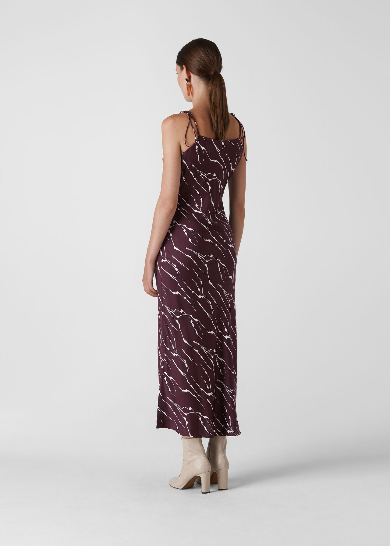 Dagma Twig Print Slip Dress Burgundy