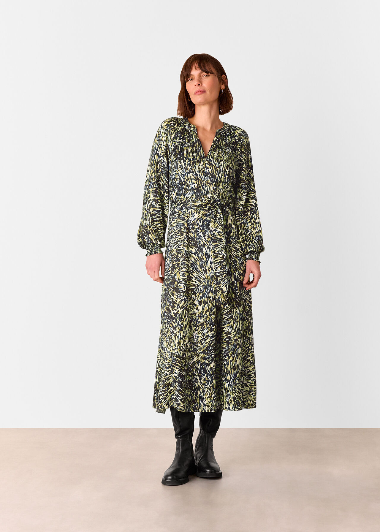 Whistles Leopard Swirl Midi Dress