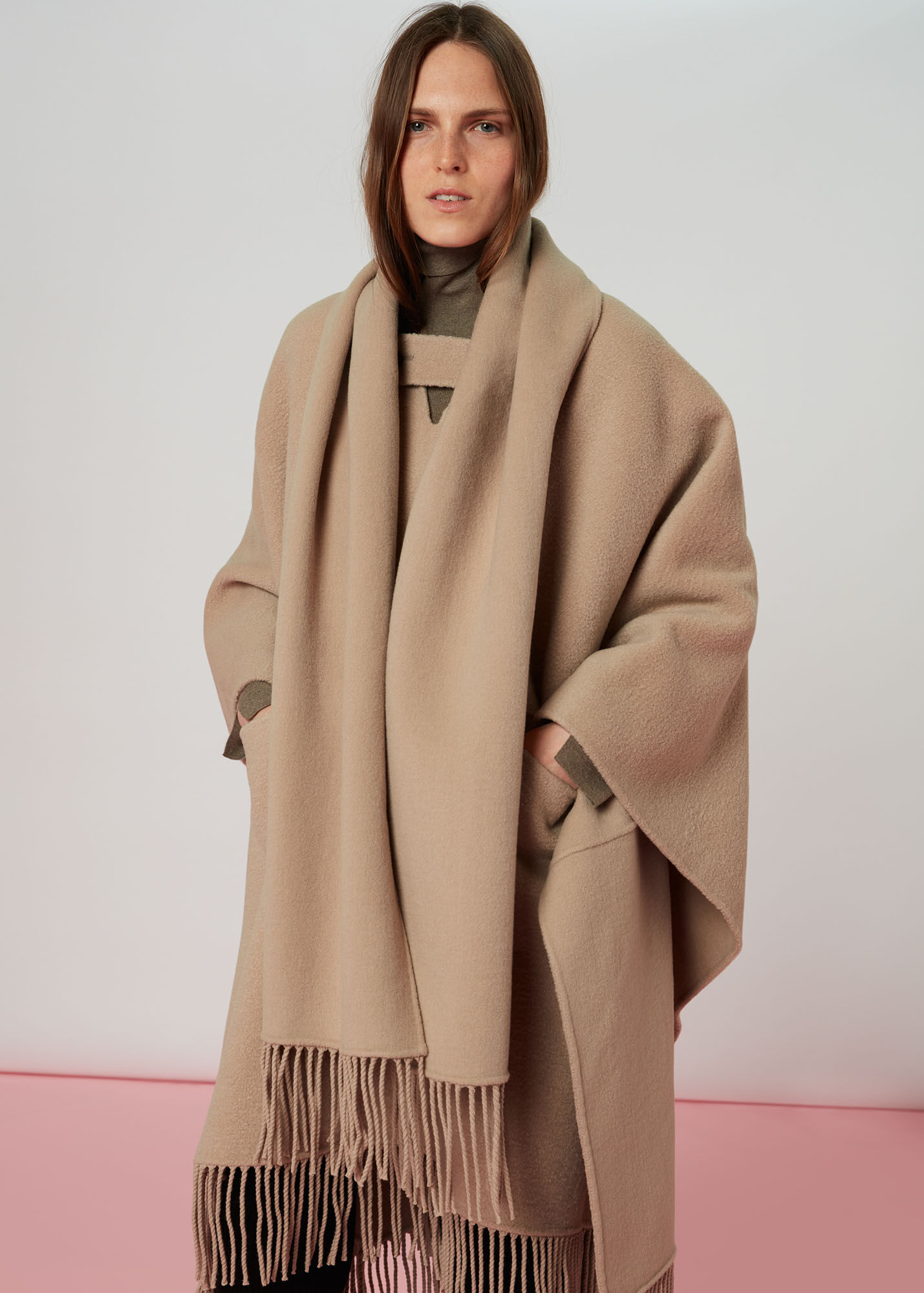 Neutral Wrap Fringe Coat WHISTLES Whistles UK