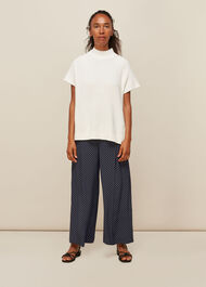 Circle Spot Crepe Trouser Navy/Multi