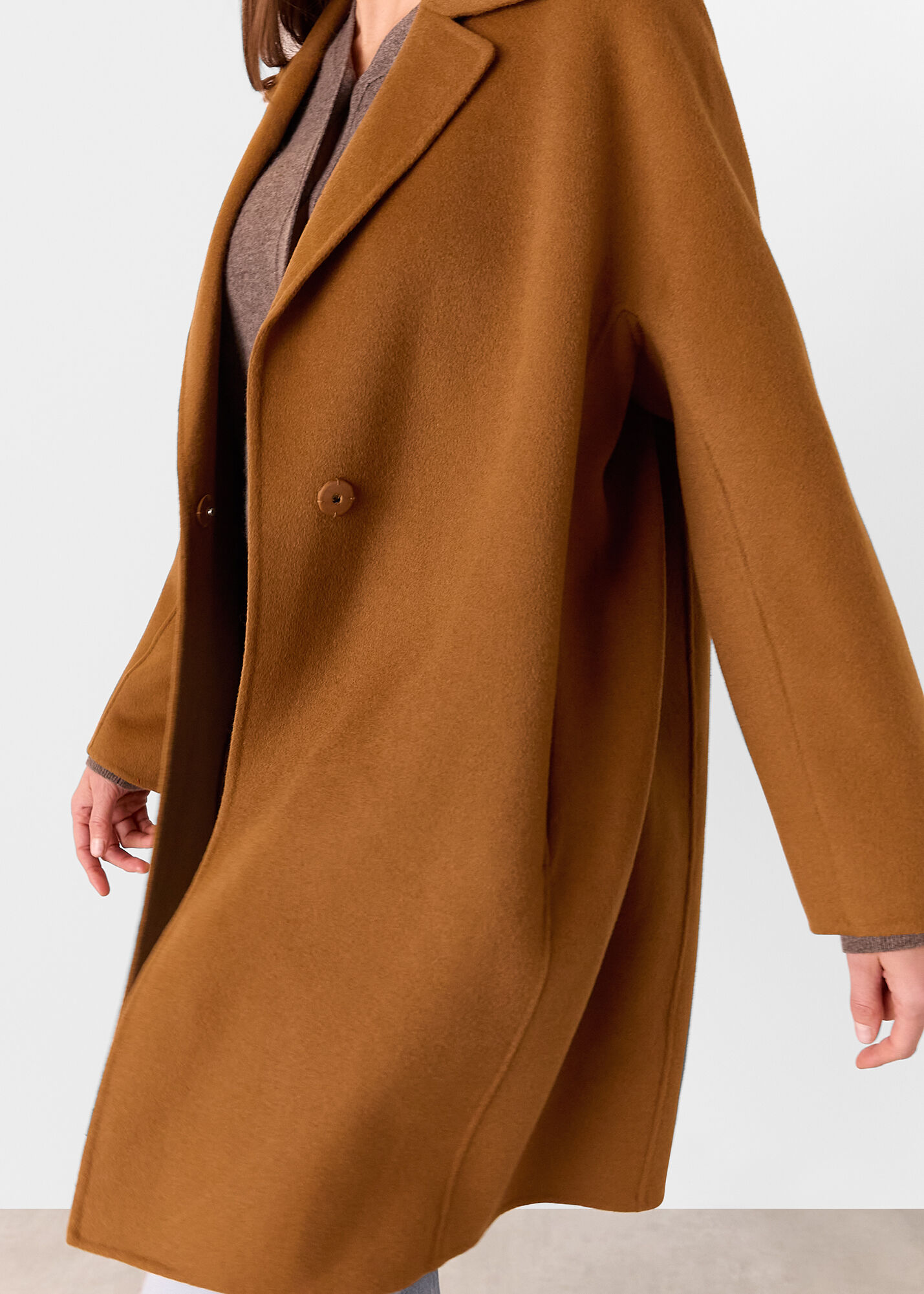 Camel Julia Wool Double Faced Coat | WHISTLES | Whistles US |