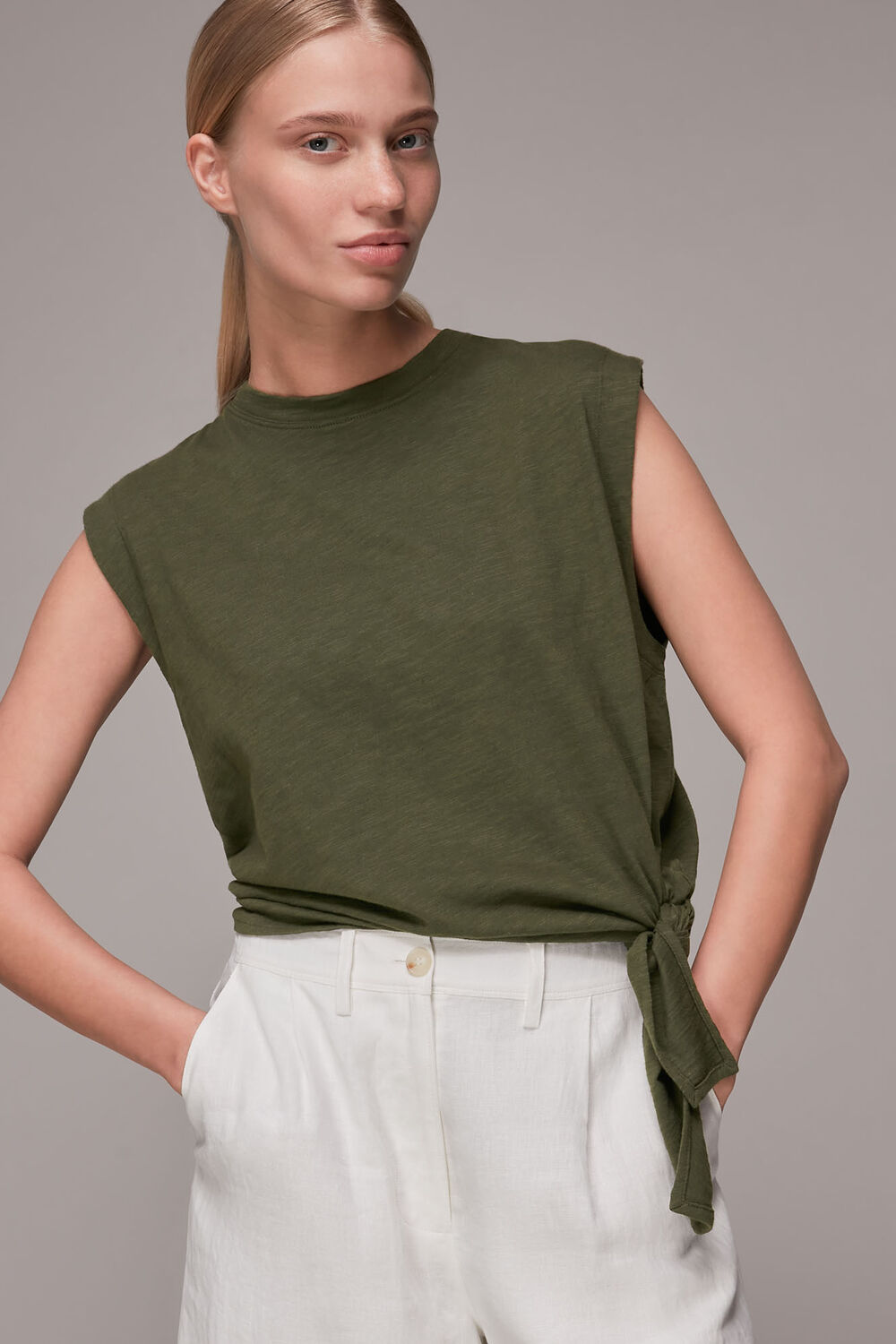 Sleeveless Tie Side Top