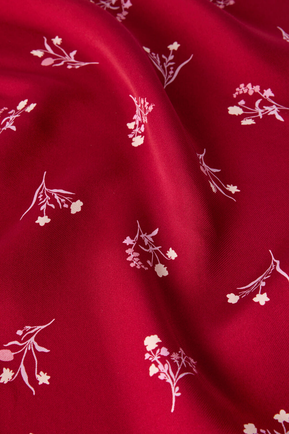 Burgundy Petite Floral Lace Trim Midi Dress