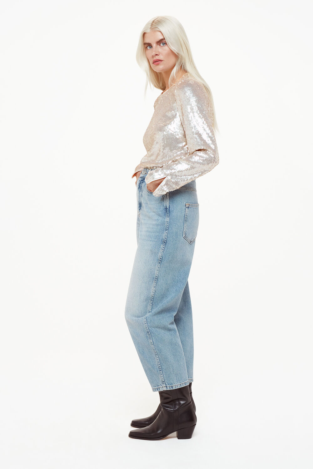 Petite Sequin Minimal Tunic Top