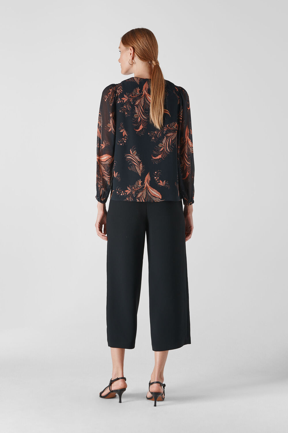 Paisley Leaf Print Blouse Black/Multi