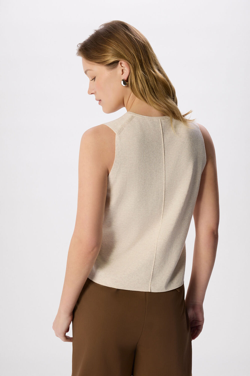 Oatmeal Lucy Button Front Knit Tank