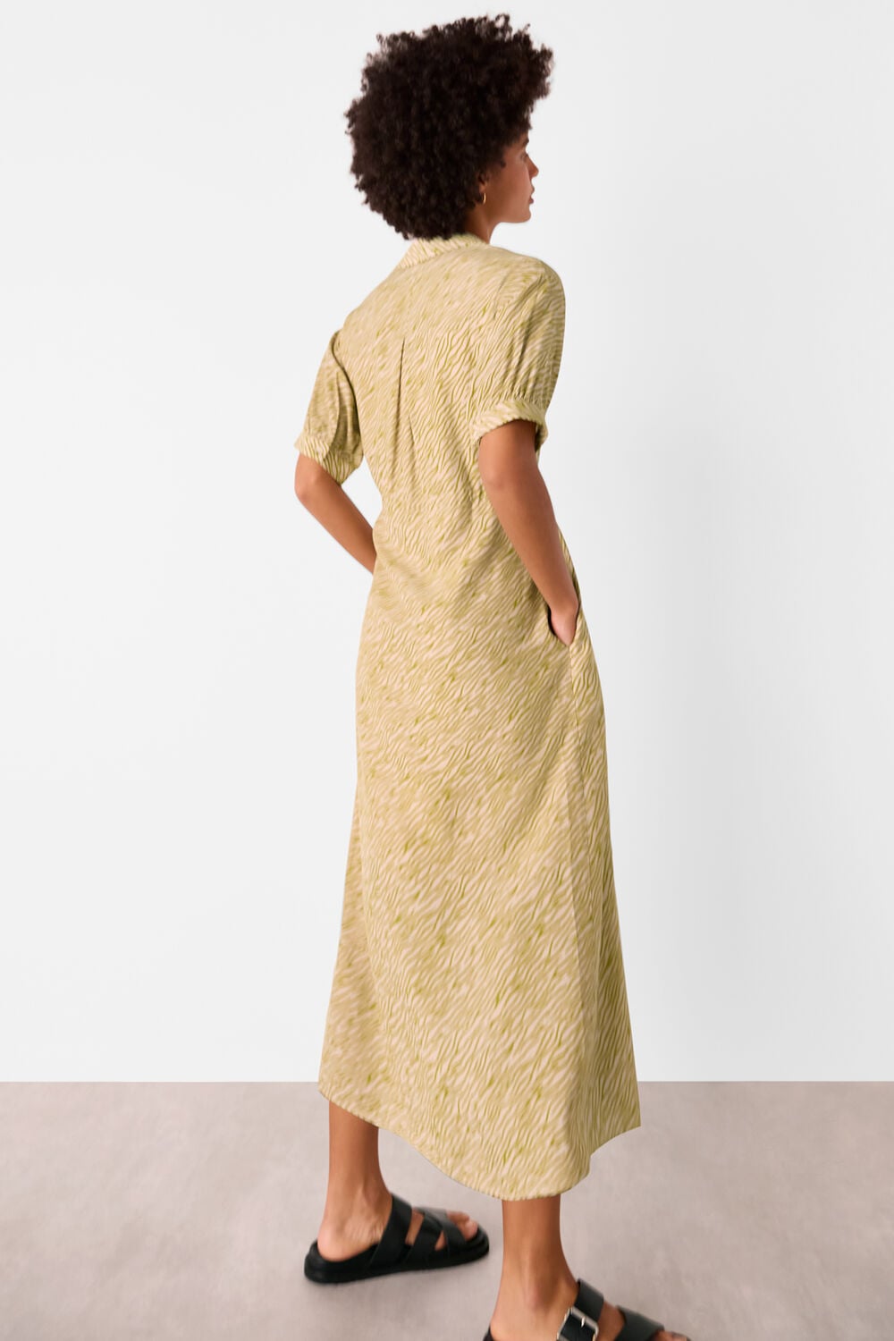 Green Tiger Flame Midi Dress