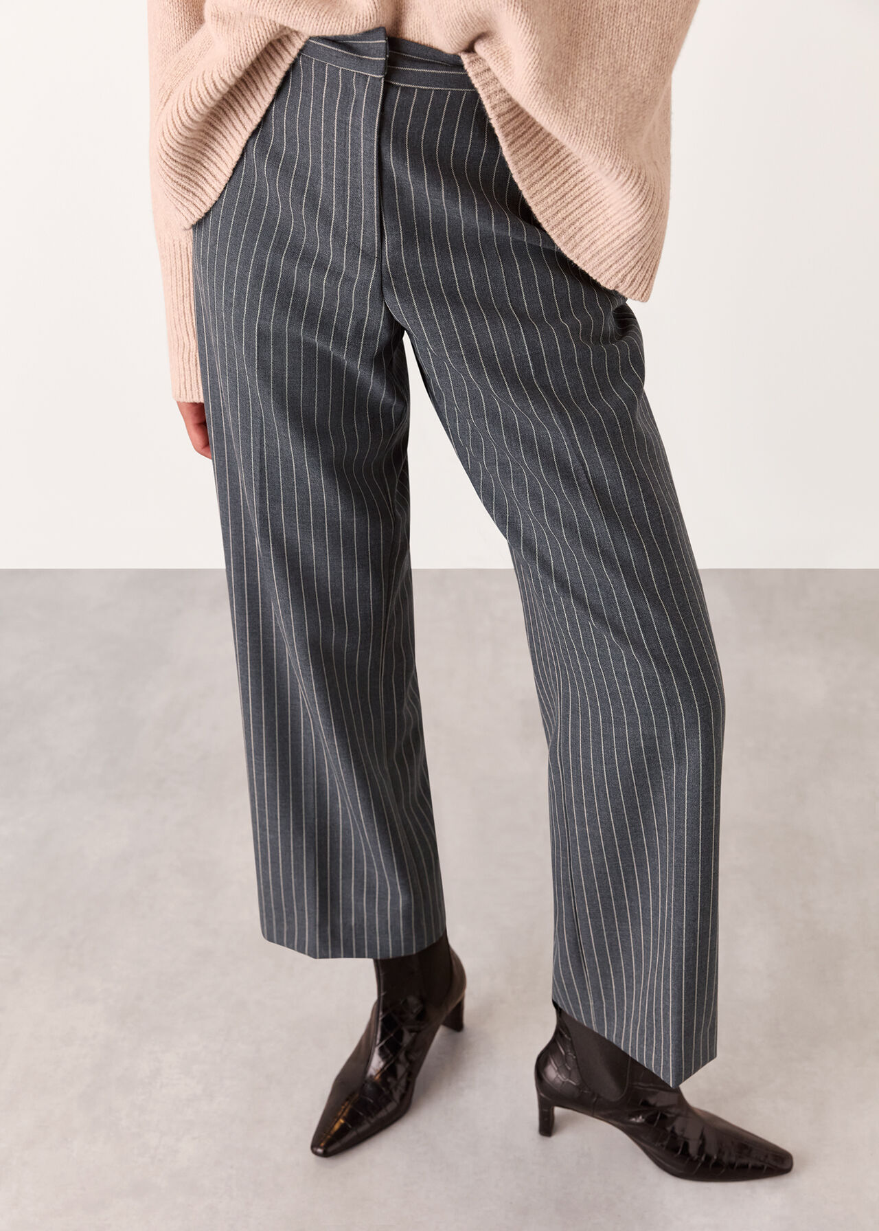 Isla Pinstripe Wool Trouser
