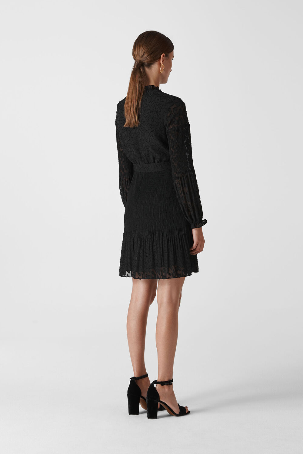 Animal Devore Pleated Dress Black