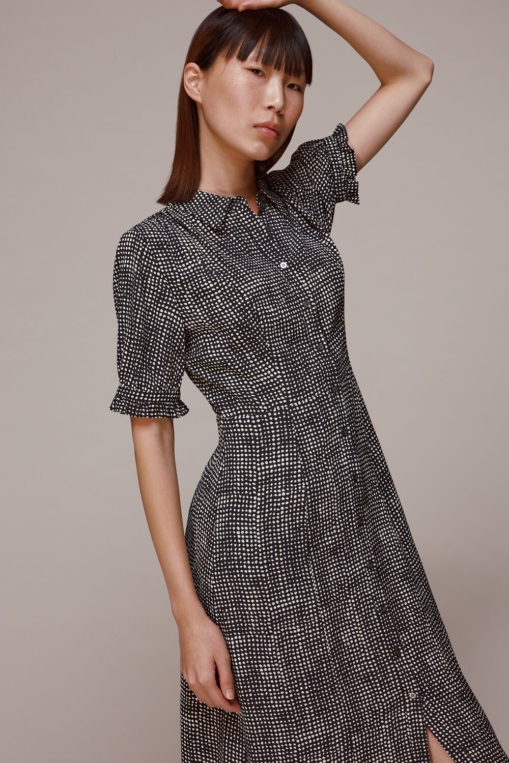 Peri Spotted Check Shirt Dress