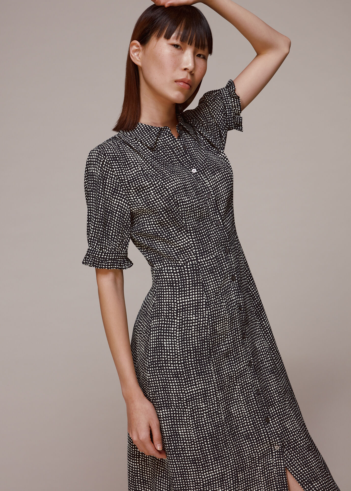 Black/Multi Peri Spotted Check Shirt Dress WHISTLES