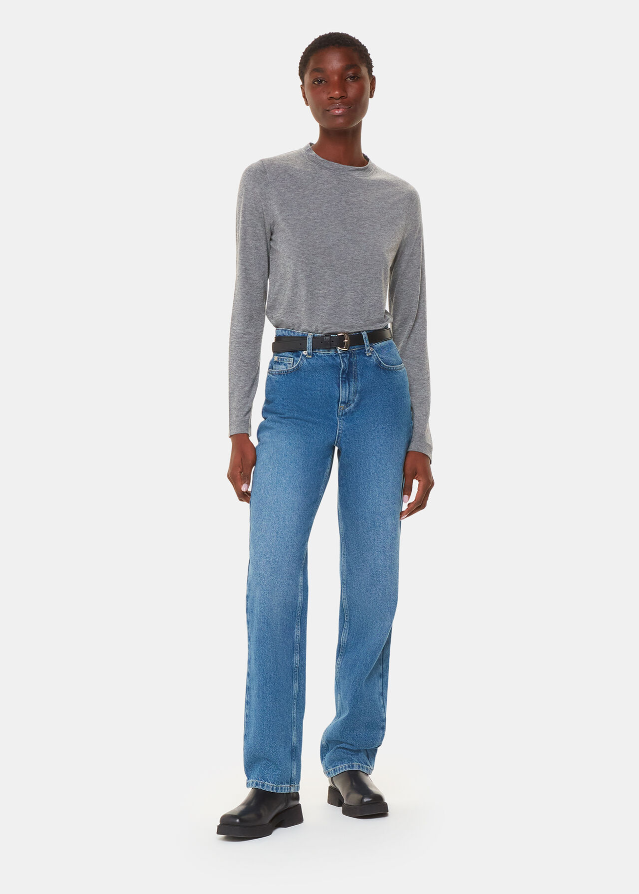 Wool Blend Crew Neck Top