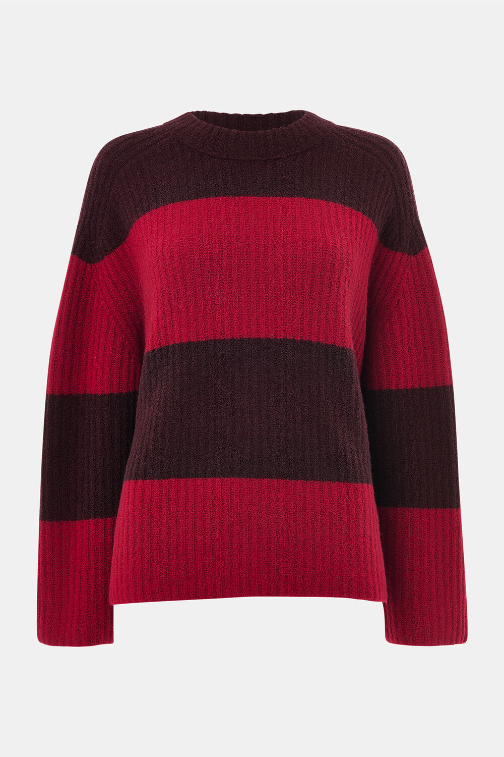 Red Wool Mix Wide Stripe Knit
