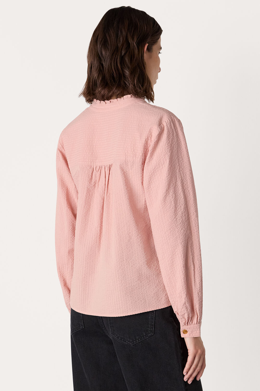 Pale Pink Textured Frill Shirt