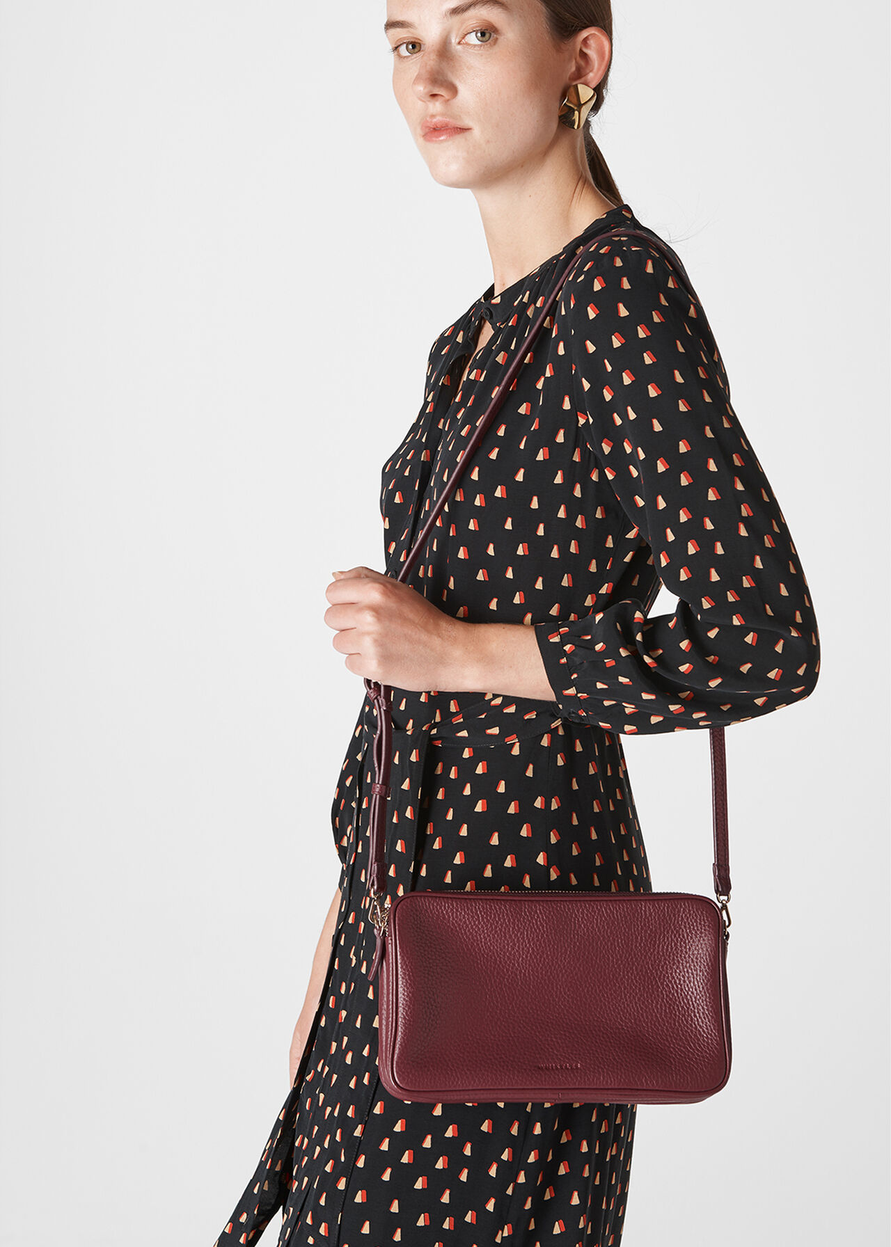 Plum Cornelia Triple Zip Bag WHISTLES Whistles ROW