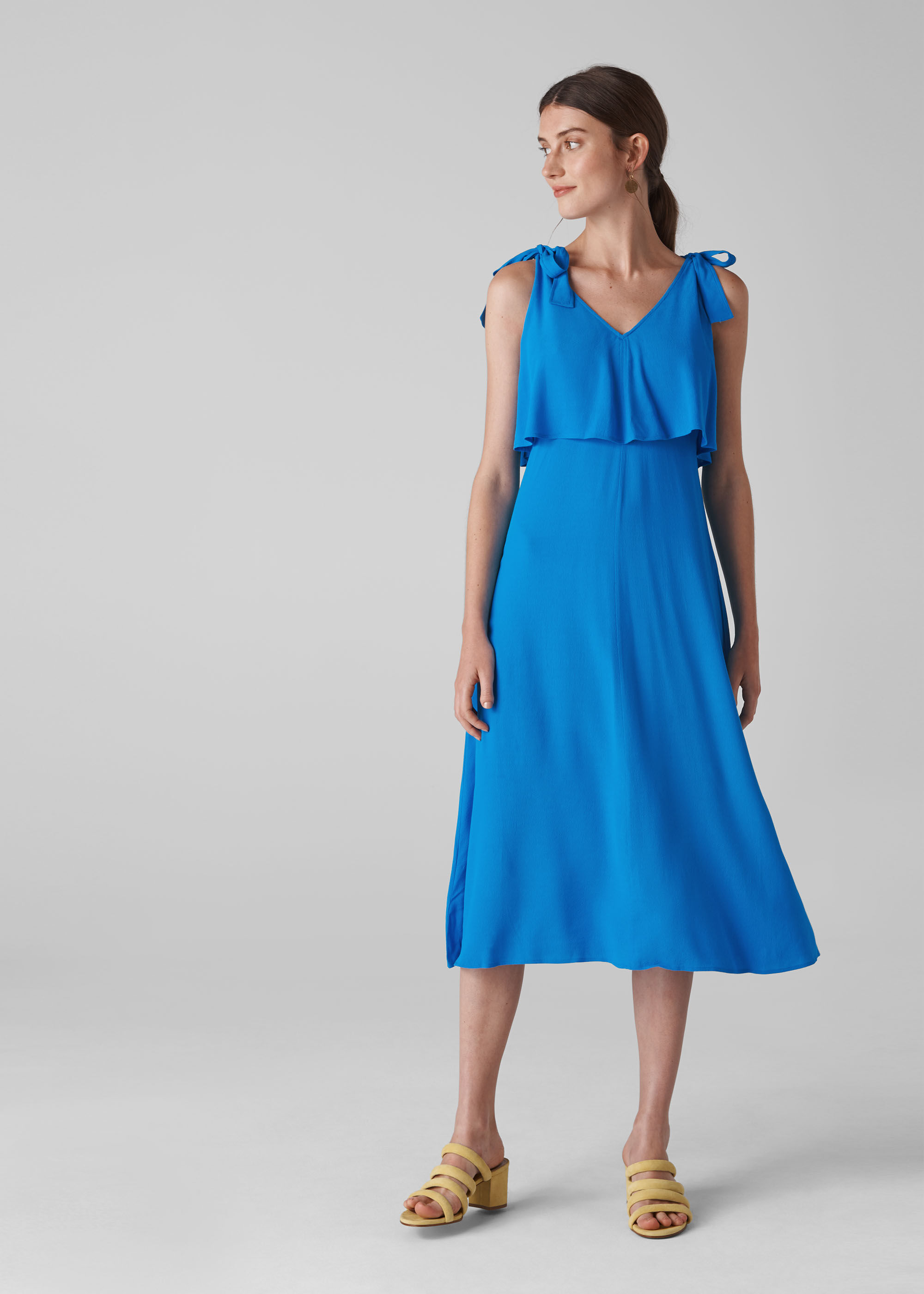 Blue Romina Tie Detail Dress WHISTLES Whistles UK