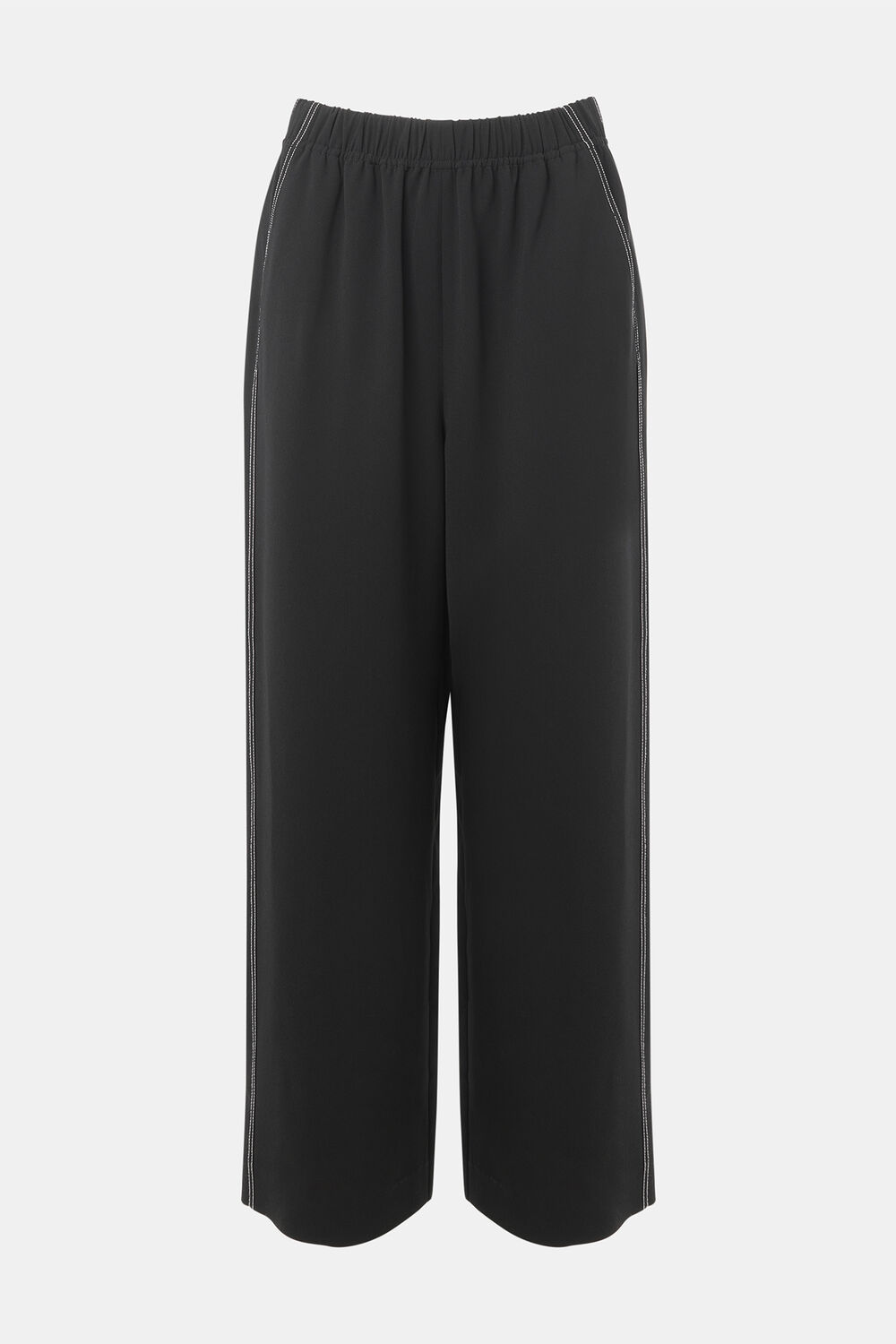 Black Crepe Stitch Detail Trouser