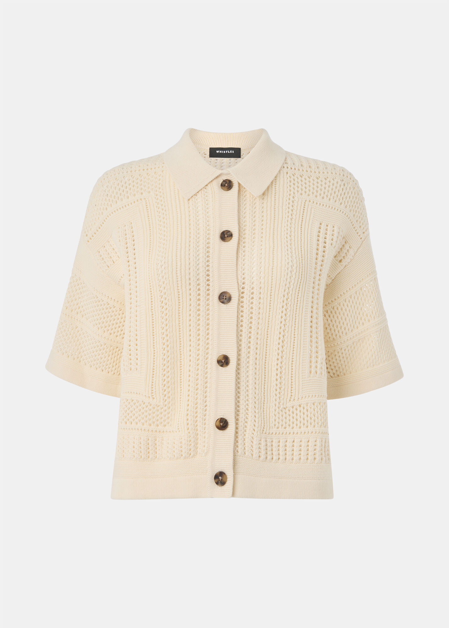 Ivory Crochet Knitted Shirt | WHISTLES | Whistles US |