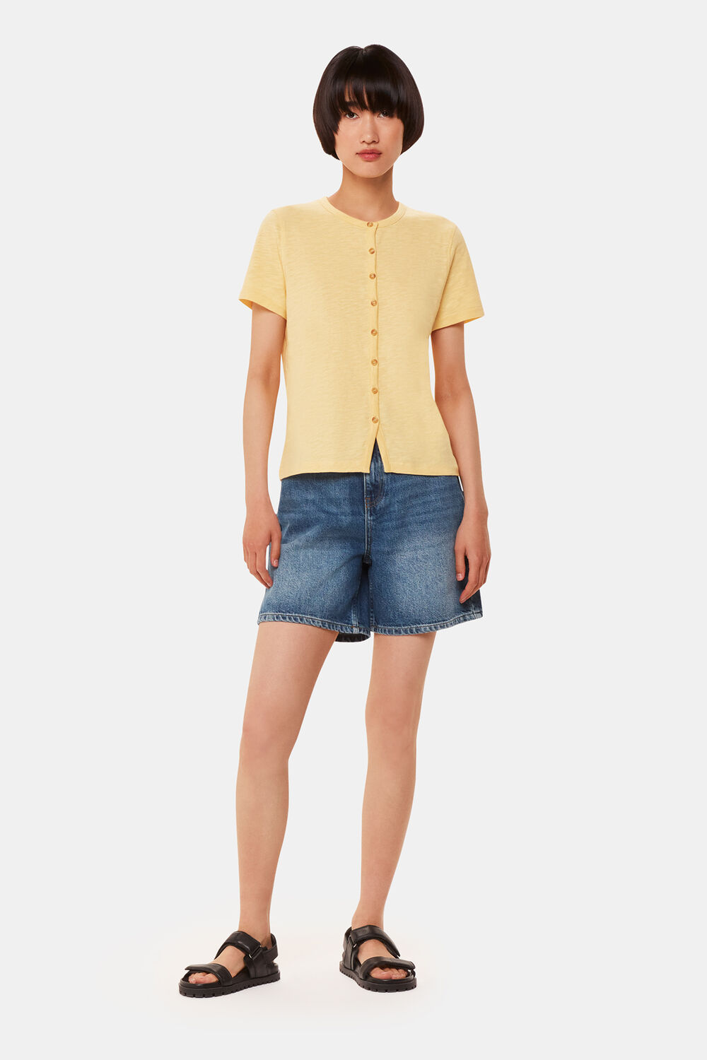 Isla Round Neck Button Tee