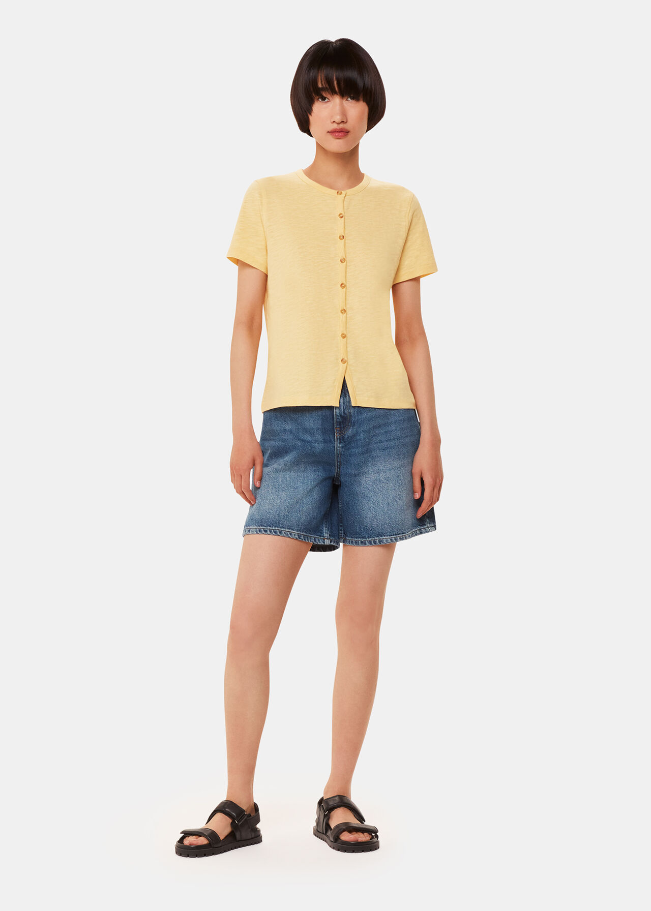 Isla Round Neck Button Tee