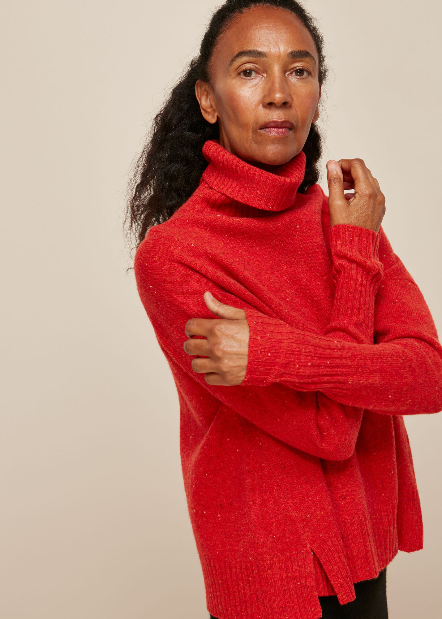 Red/Multi Roll Neck Merino Wool Knit WHISTLES