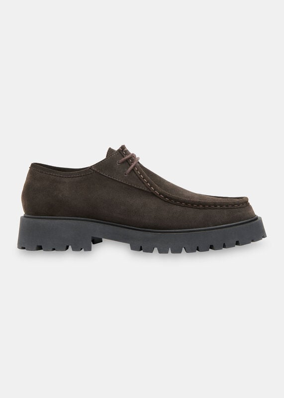 Chocolate Suede Chunky Lace Up Shoe