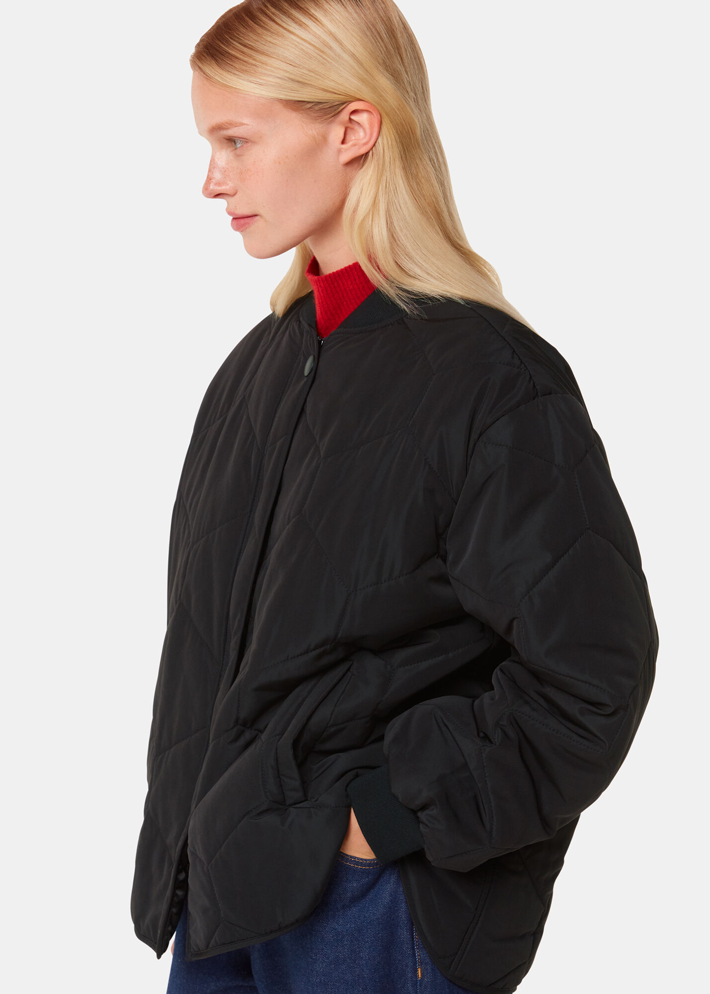 Black Ida Short Quilted Coat WHISTLES