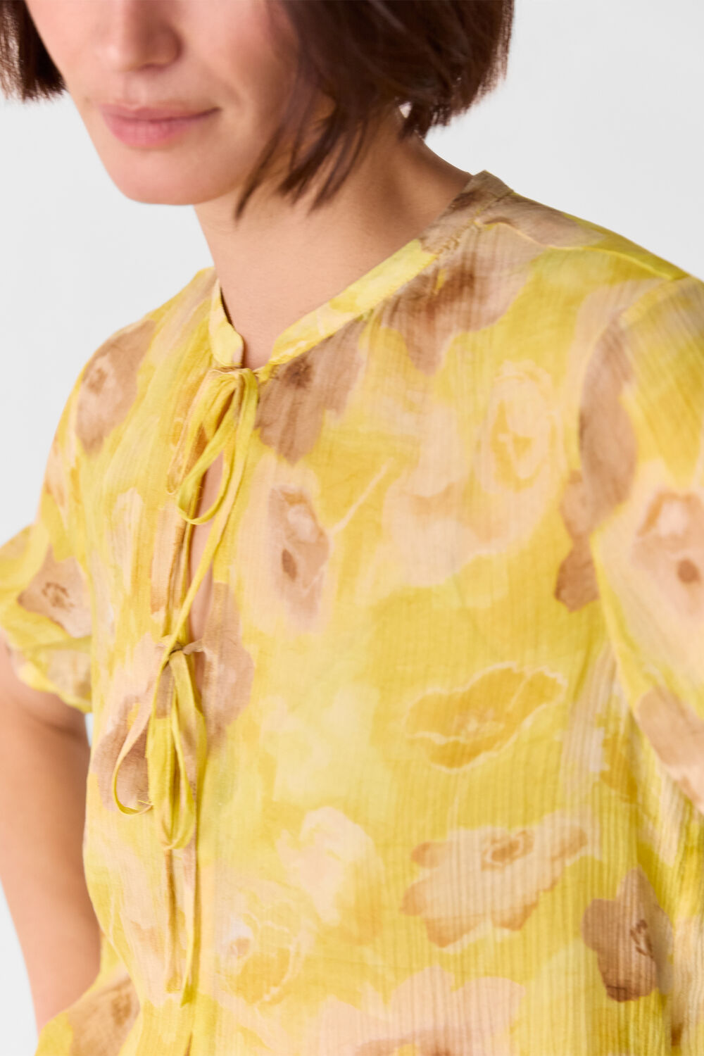 Yellow Sunshine Floral Texture Blouse