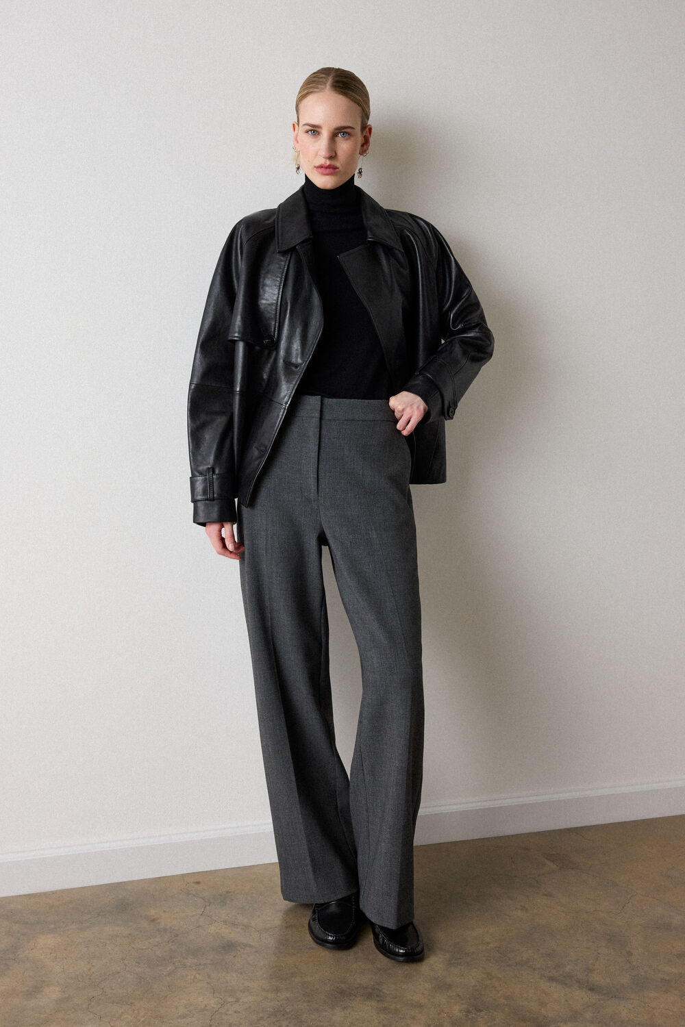 Short Leather Trench