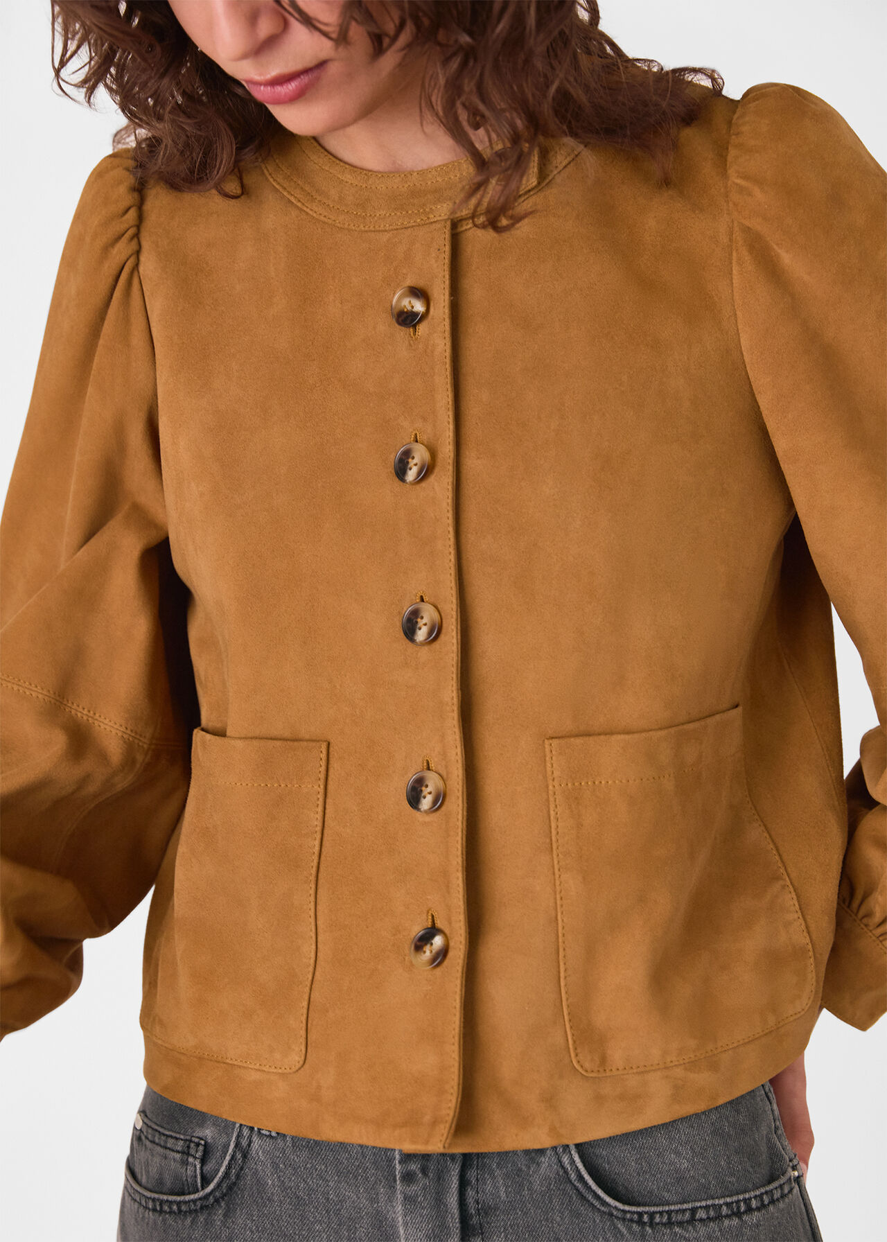 Button Front Suede Jacket
