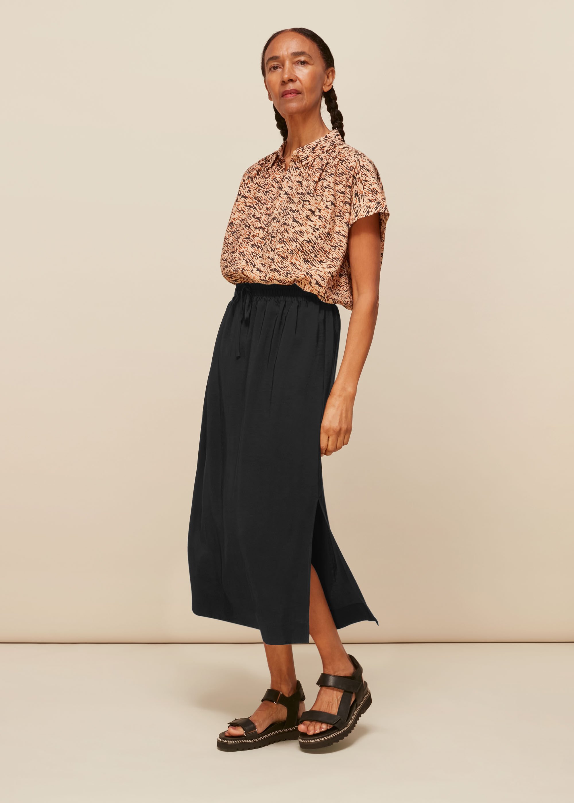 Black Sporty Drawstring Casual Skirt WHISTLES