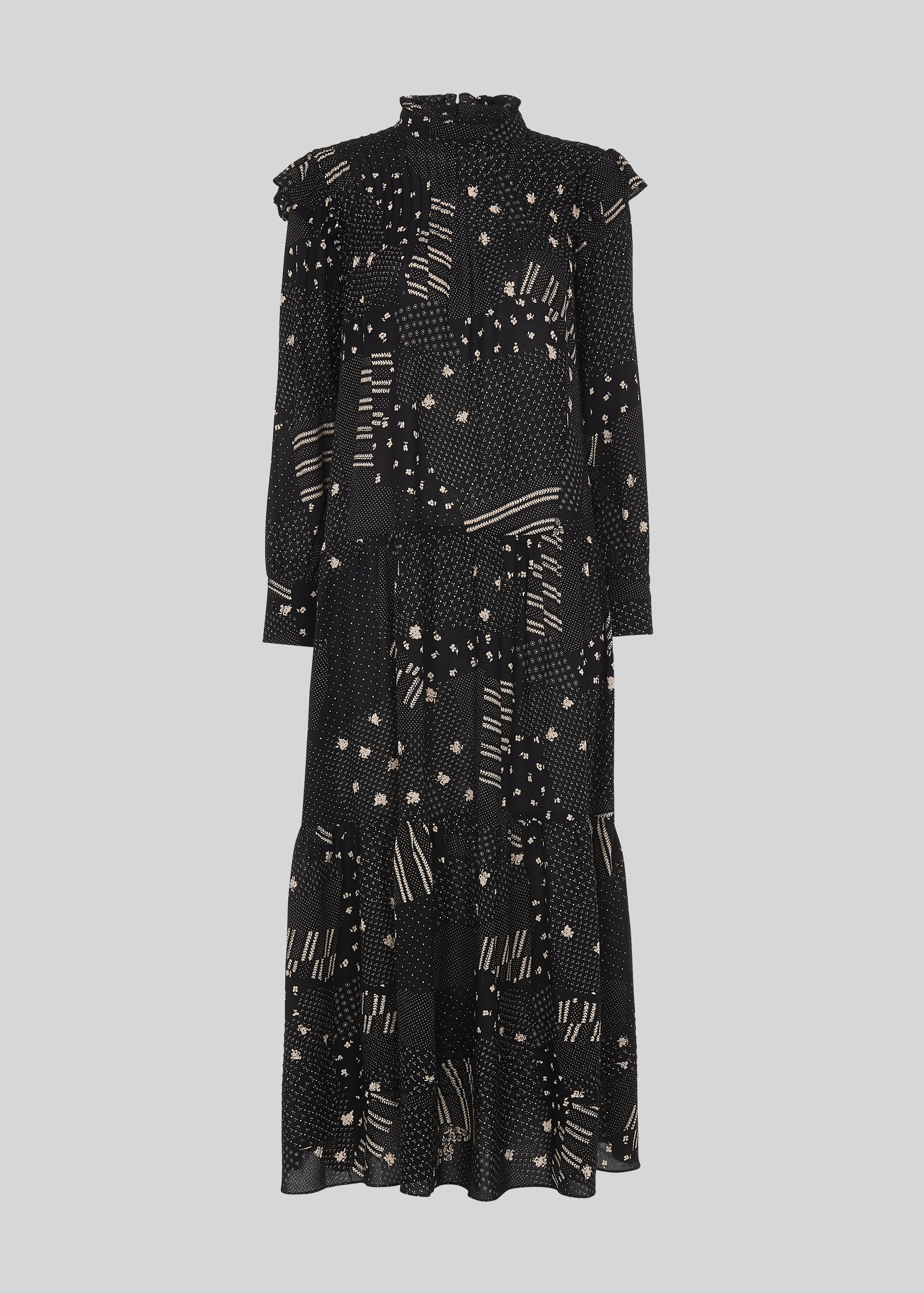 whistles patchwork scarf pleated dress