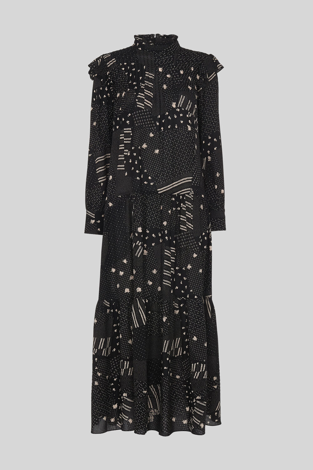 Ona Patchwork Print Dress Black/Multi