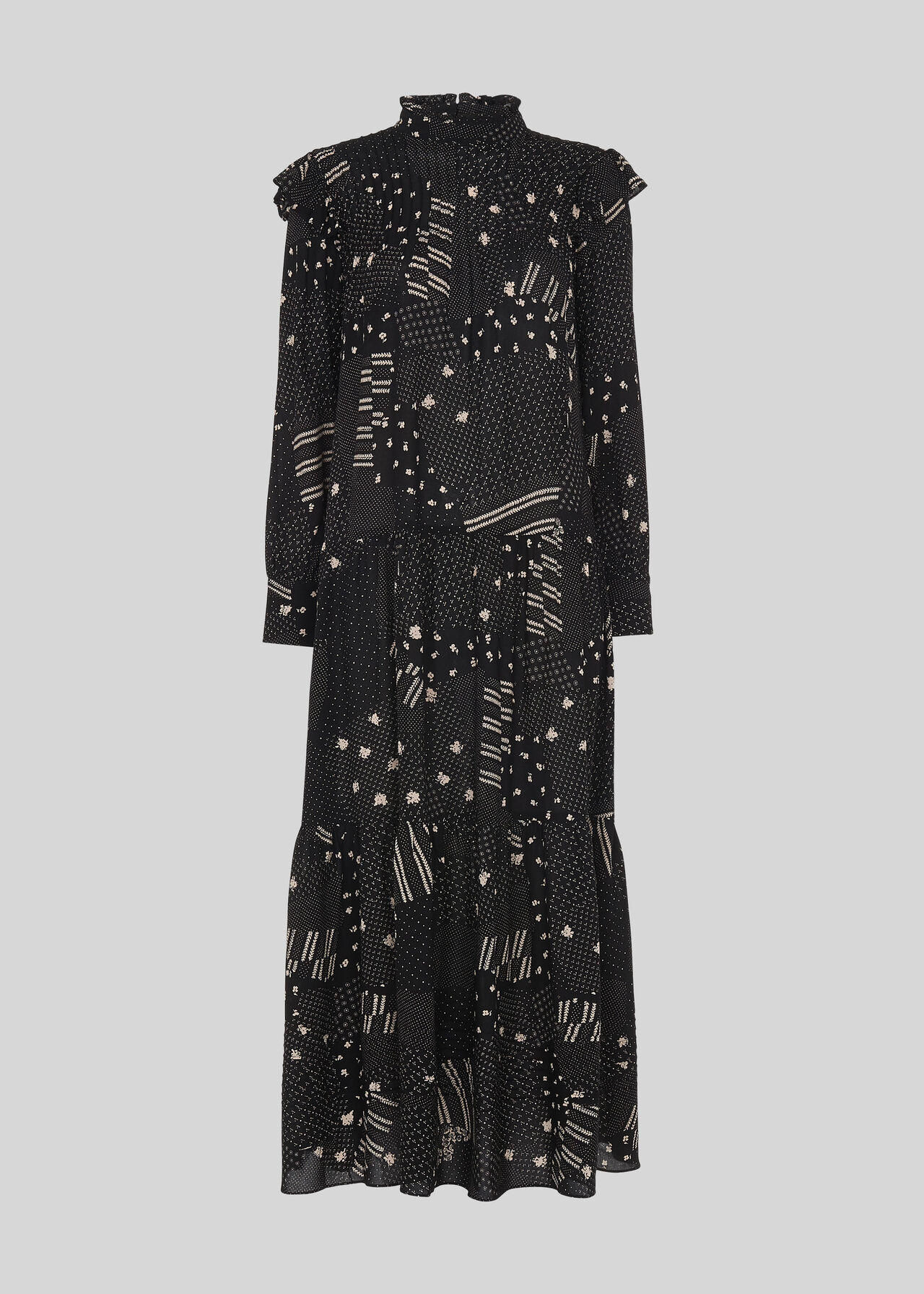 Ona Patchwork Print Dress Black/Multi
