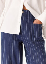 Petite Pinstripe Barrel Leg Jean