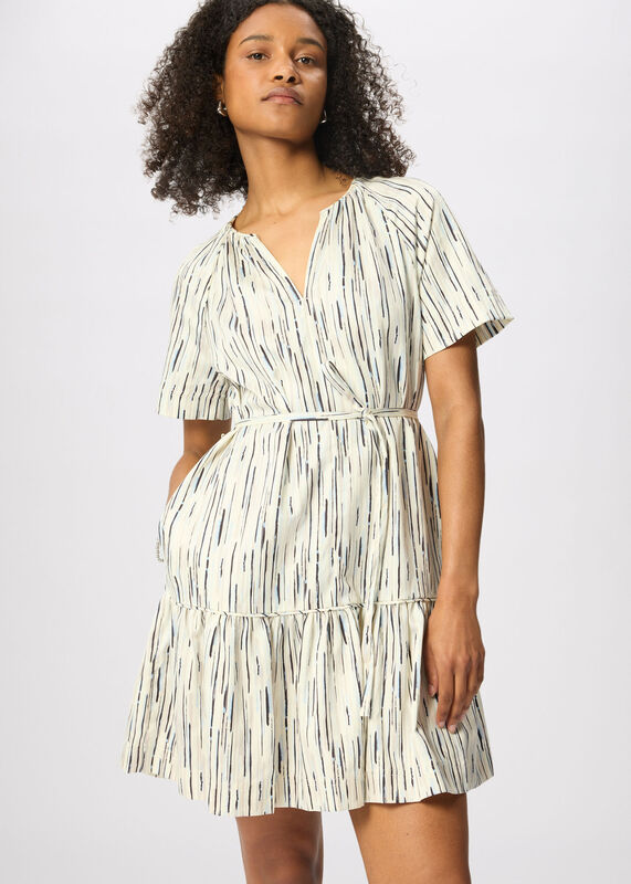 Ivory Petite Abstract Stripe Short Dress