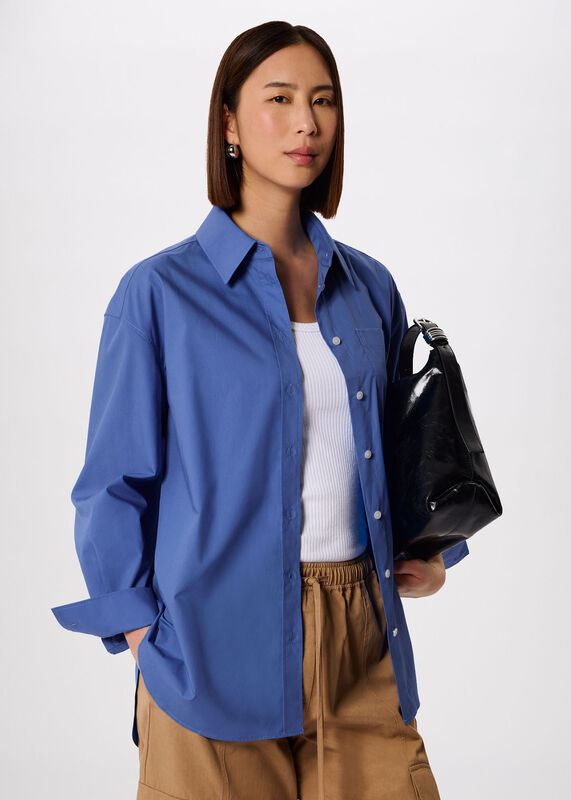 Blue Oversized Cotton Poplin Shirt
