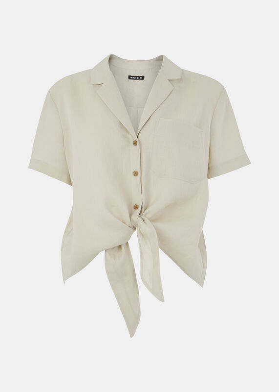Tie Front Linen Blouse