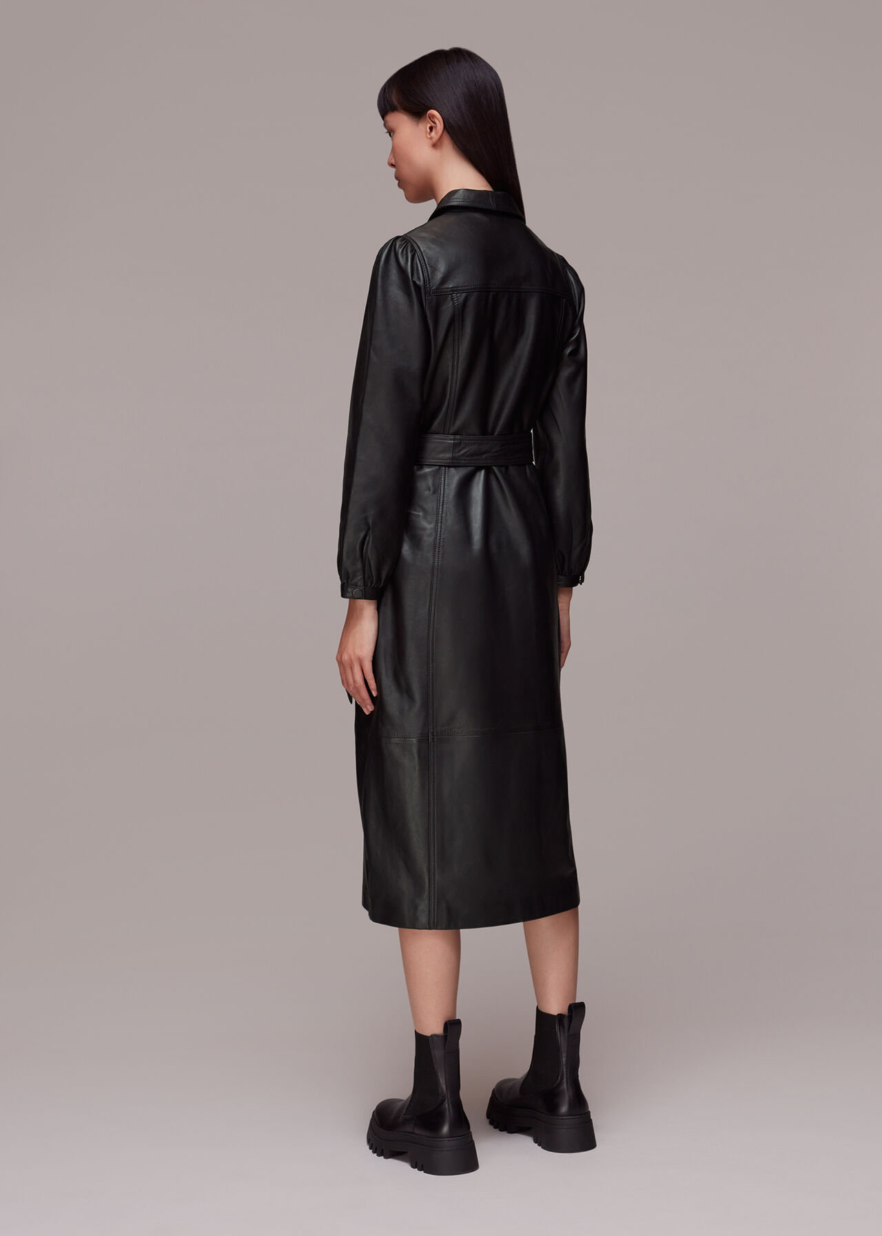 Phoebe Leather Shirt Dress