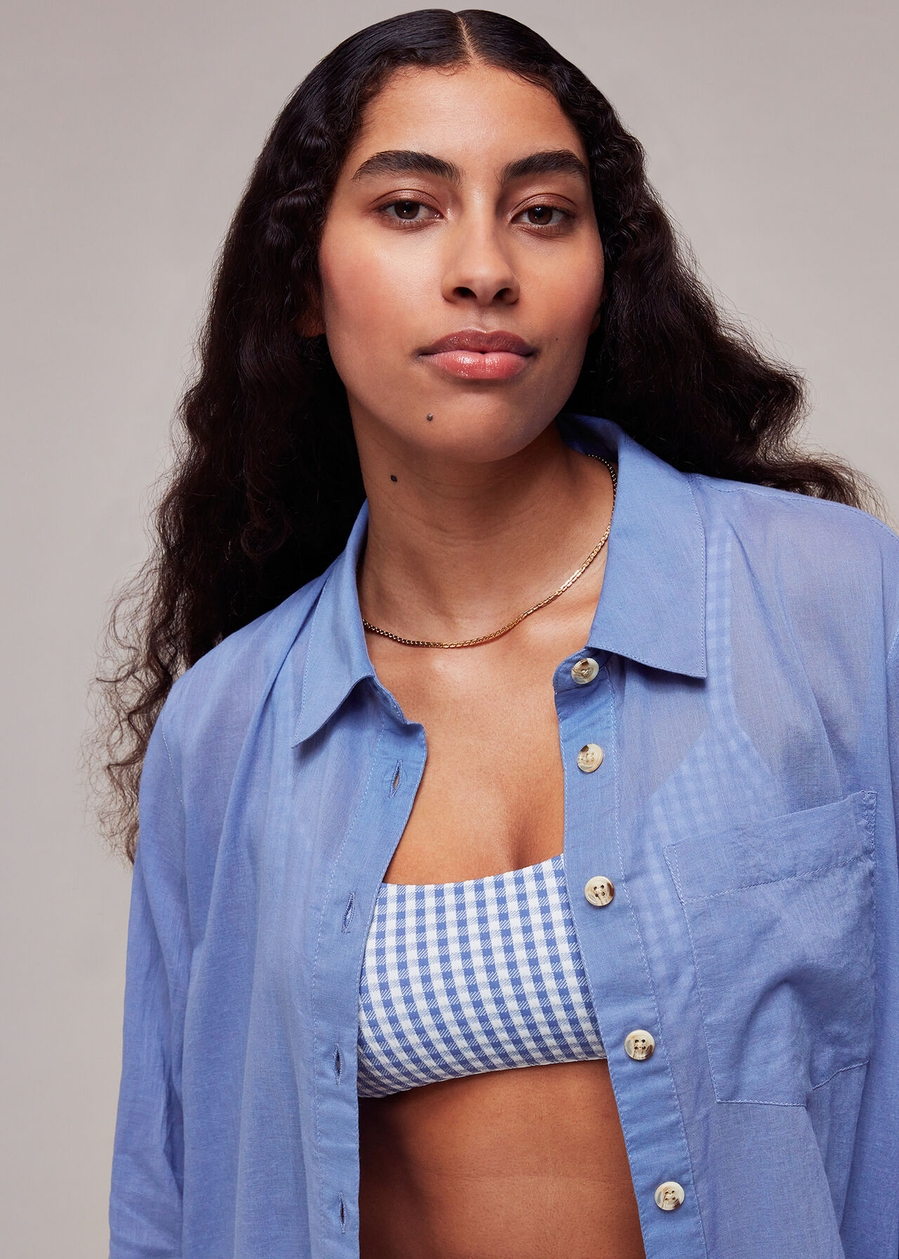 Denim Longline Beach Shirt