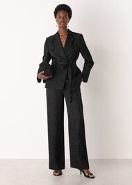 Jacquard Tie Waist Blazer